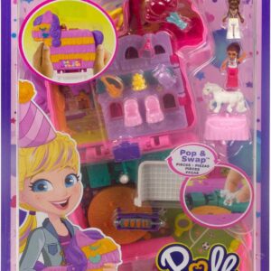 Polly Pocket Compact Playset, Pinata Party with 2 Micro Dolls & Accessories, Travel Toys with Surprise Reveals