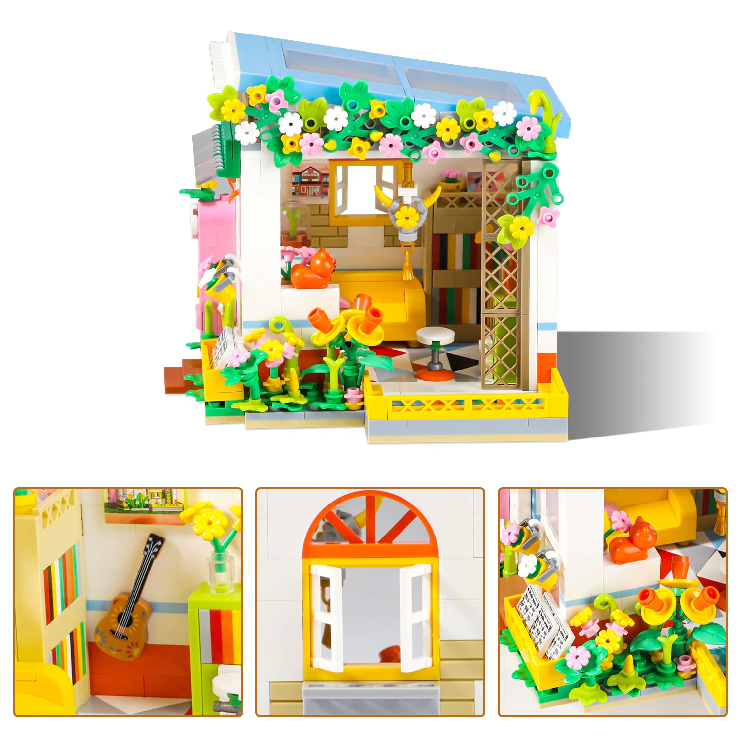 PinkBee Friends Flower House Building Block Sets, Girls Mini Greenhouse Apartment Dreamhouse Study Reading Room Bricks Kit Christmas Xmas Gifts for Adults Kids 8+ 8-12 6-12 7-9 (618 PCS)