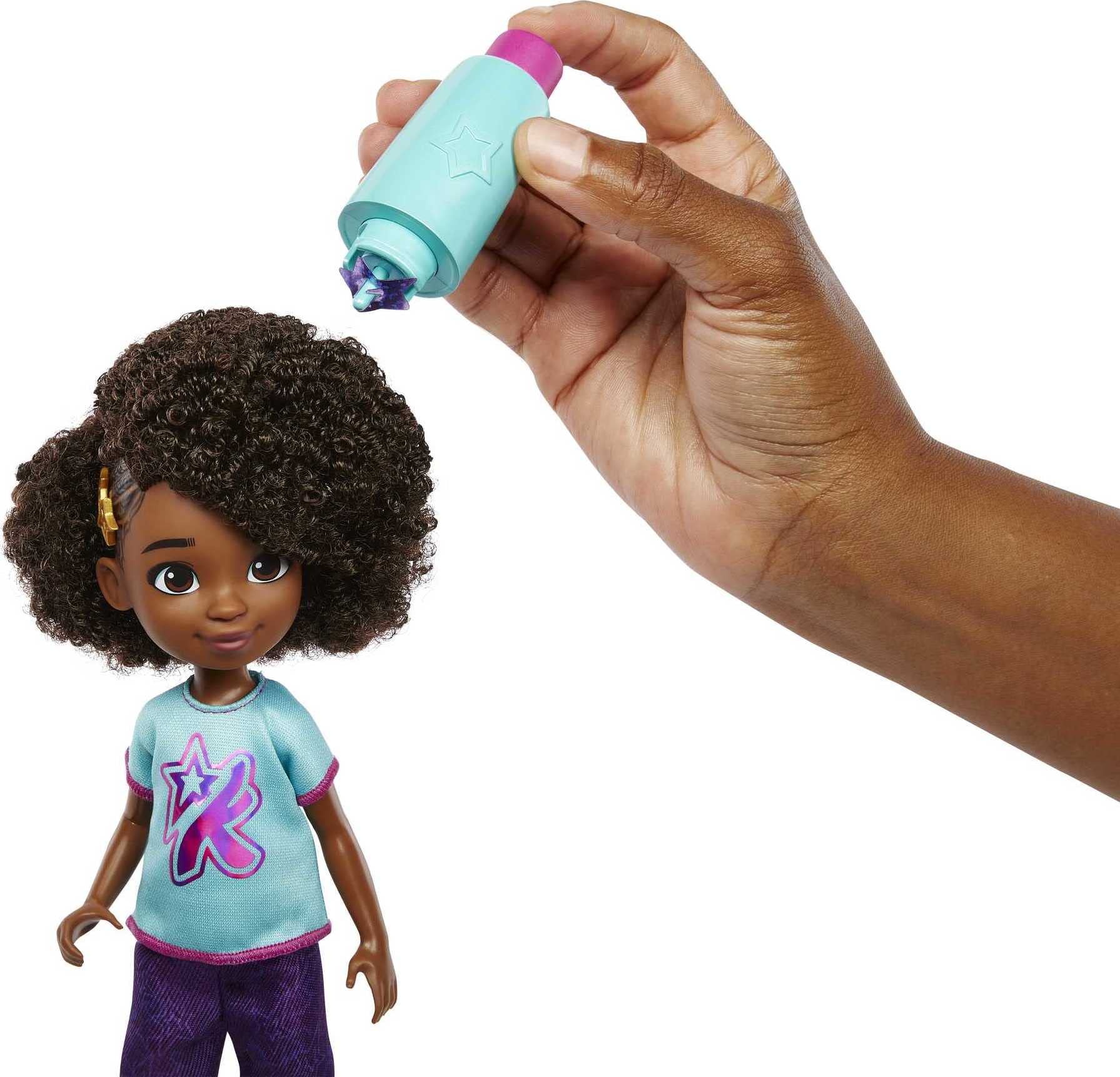 Mattel Karma’s World Doll with Microphone Hair Styling Tool & Accessories, 75+ Pieces, Shine 'N Style Mattel Karma Playset