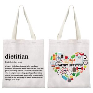 MEIKIUP Dietitian Canvas Tote Bag Shopping Bag Nutritionist Gift RD Registered Dietitian Gifts Dietitian Graduation Gift (Dietitian Tote Bag)