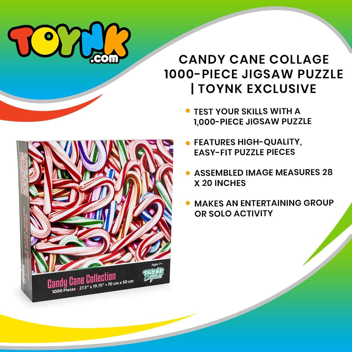 Toynk Candy Cane Collage 1000-Piece Jigsaw Puzzle for Adults | Brain Teaser, Educational Developmental Toys & Games, Building Kit Activities to Encourage Creative Play | 28 x 20 Inches