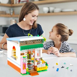 PinkBee Friends Flower House Building Block Sets, Girls Mini Greenhouse Apartment Dreamhouse Study Reading Room Bricks Kit Christmas Xmas Gifts for Adults Kids 8+ 8-12 6-12 7-9 (618 PCS)