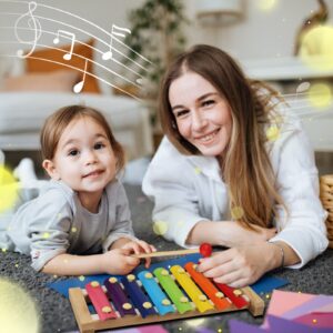 LOOIKOOS Xylophone for Kids Wood Xylophone with 2 Mallets Educational& Preschool Learning Baby Percussion Wooden Musical Instruments Toys for Boys and Girls