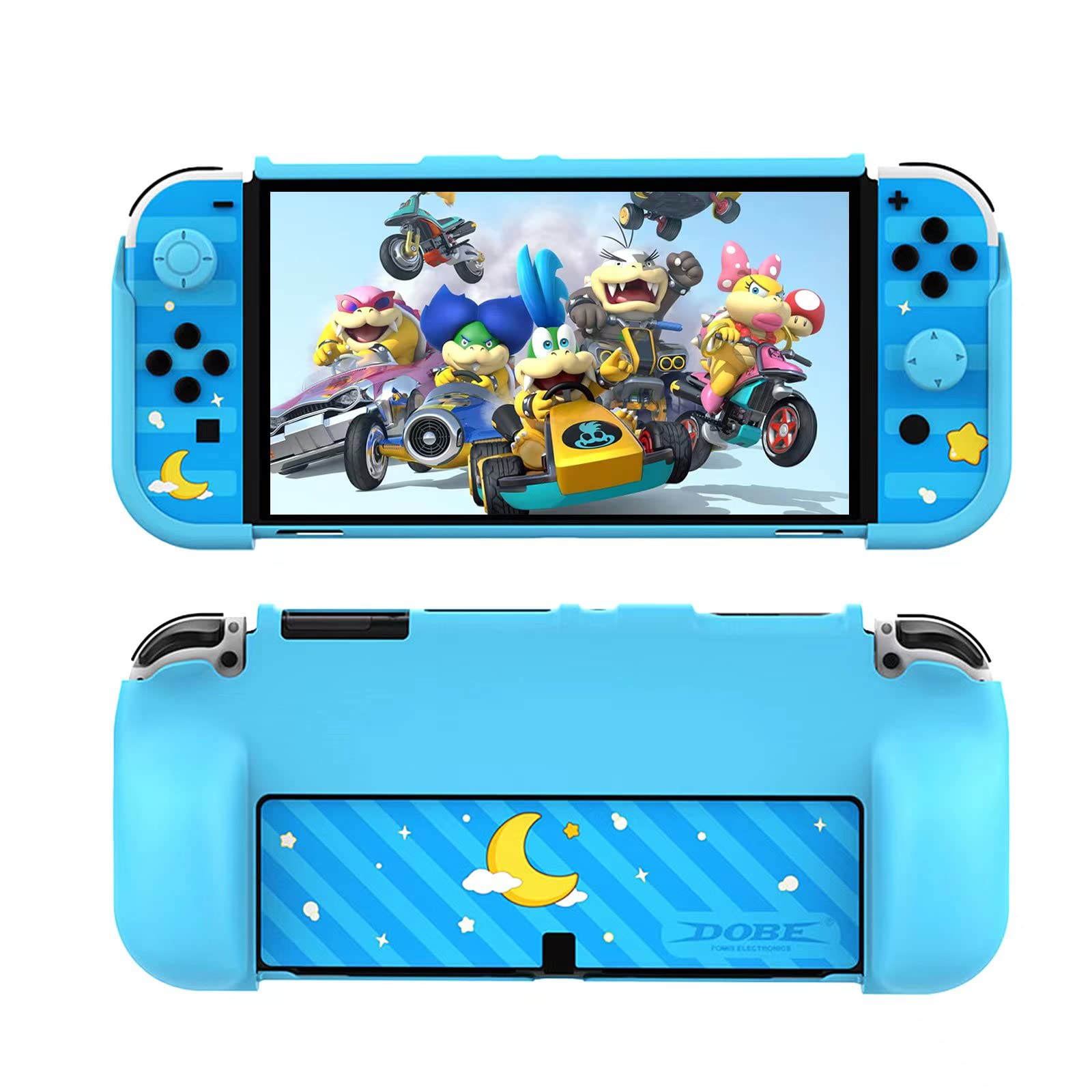 Switch OLED Blue Case, Switch OLED Accessories Kit Include Switch OLED Protective Case, Switch OLED Game Case and Switch OLED Thumb Grips - Blue