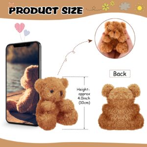 HyDren 18 Pcs 4 Inch Mini Plush Bears Small Bear Stuffed Animal Toys Tiny Fuzzy Bear Soft Bear Stuffed Doll for Christmas Birthday Party Favors Kid DIY Keychain Decor(Brown)