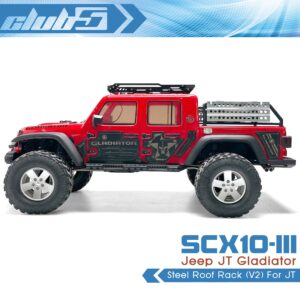 Club 5 Racing Scale Steel Roof Rack w/Dual LED Light Bars for Axial SCX10 III Jeep JT Gladiator