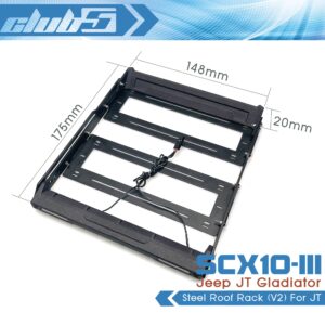 Club 5 Racing Scale Steel Roof Rack w/Dual LED Light Bars for Axial SCX10 III Jeep JT Gladiator