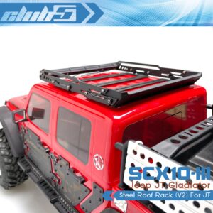 Club 5 Racing Scale Steel Roof Rack w/Dual LED Light Bars for Axial SCX10 III Jeep JT Gladiator