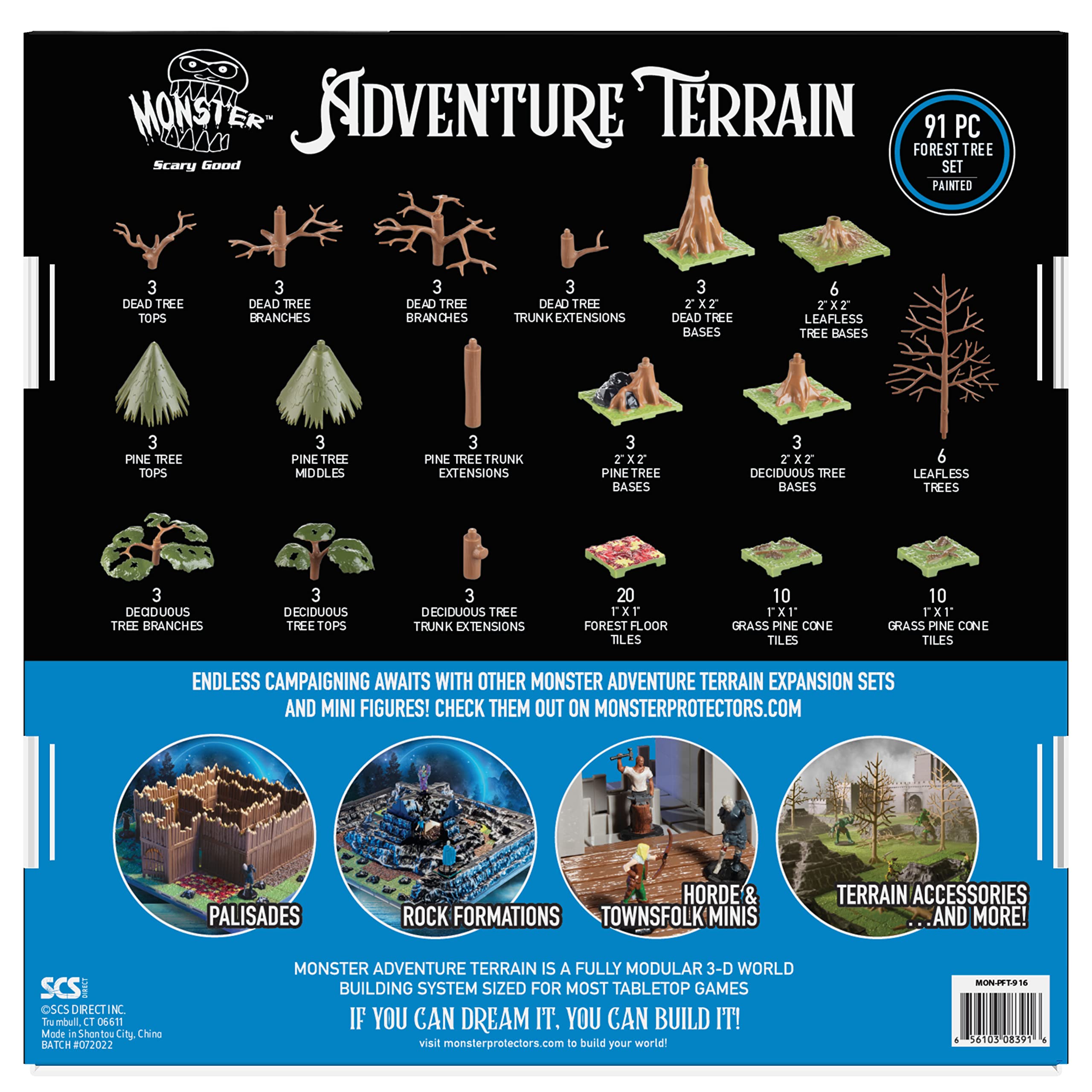 Monster Adventure Terrain 91Pc Painted Forest Tree Set Fully Modular, Stackable 3D Tabletop World Builder-Use Alone or with Other Sets- Compatible with DND Dungeons Dragons, Pathfinder & All RPG Games