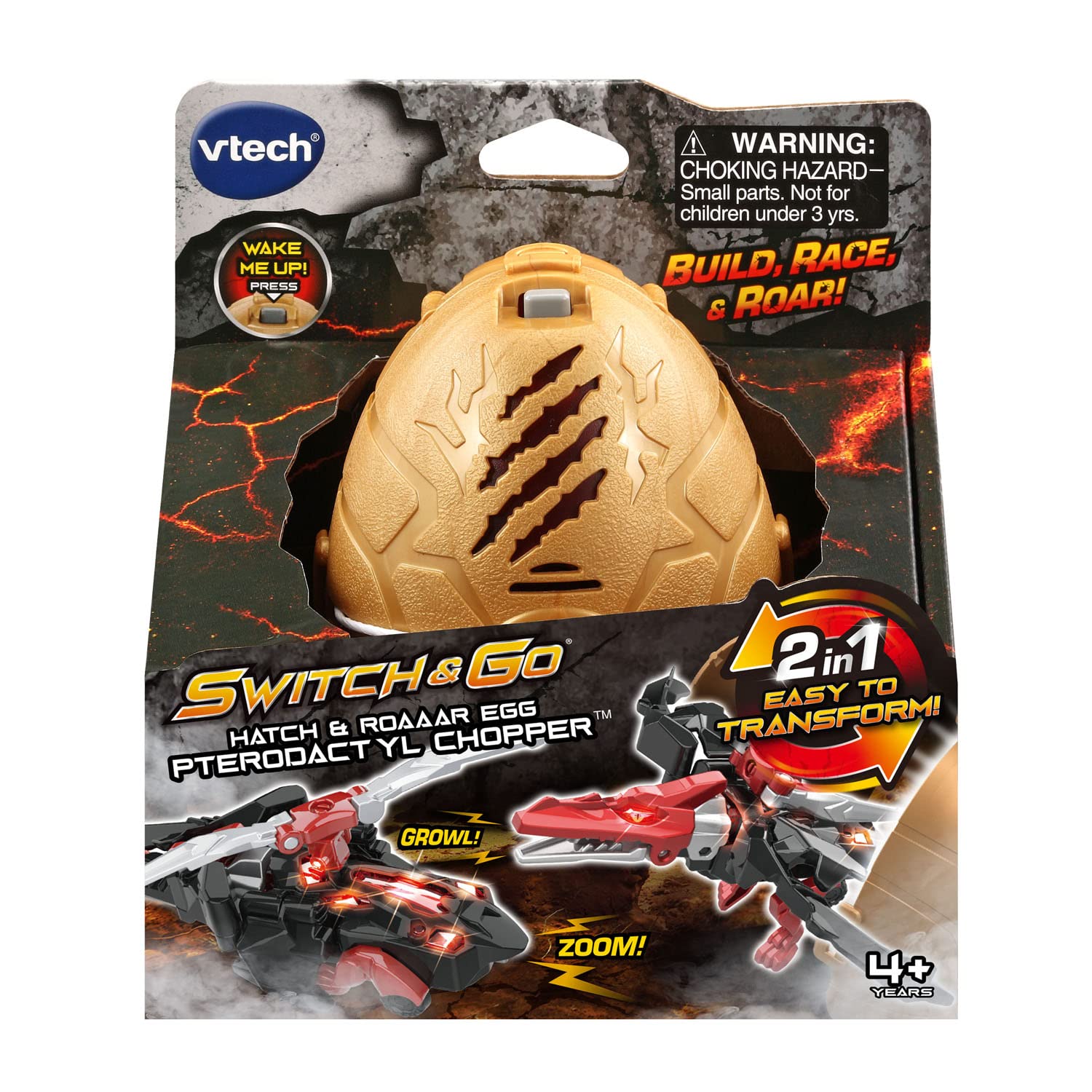 VTech Switch and Go Hatch and Roaaar Egg Pterodactyl Chopper, Red