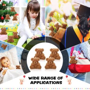 HyDren 18 Pcs 4 Inch Mini Plush Bears Small Bear Stuffed Animal Toys Tiny Fuzzy Bear Soft Bear Stuffed Doll for Christmas Birthday Party Favors Kid DIY Keychain Decor(Brown)