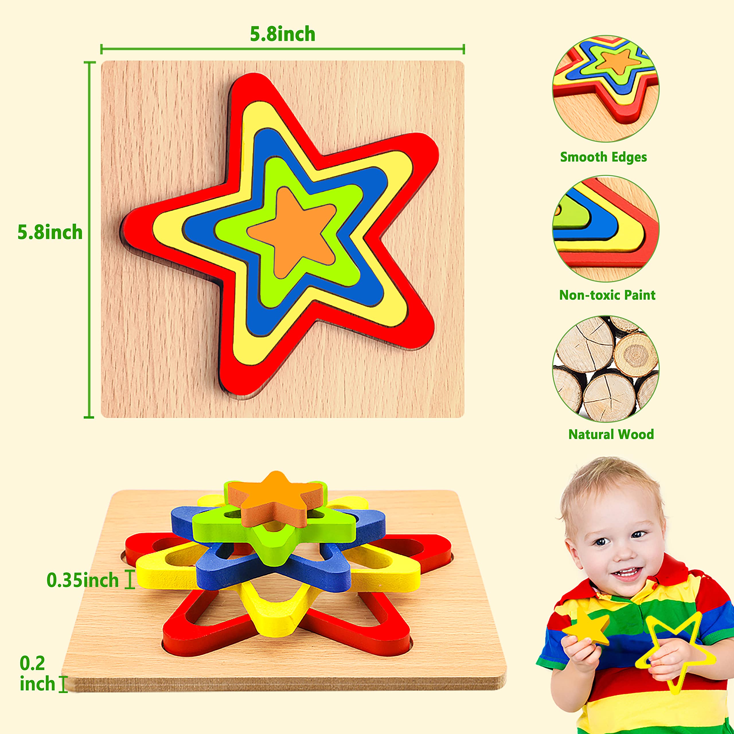 Toys for 1 Year Old Boy and Girl Toddler Toys Age 1-2, Montessori Shape Sorting Puzzle for Toddlers 1-3 Baby Infant Preschool Wooden Sensory Stem Educational Learning Toys for 1+ Year Old Kids Gifts