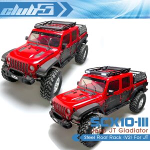 Club 5 Racing Scale Steel Roof Rack w/Dual LED Light Bars for Axial SCX10 III Jeep JT Gladiator