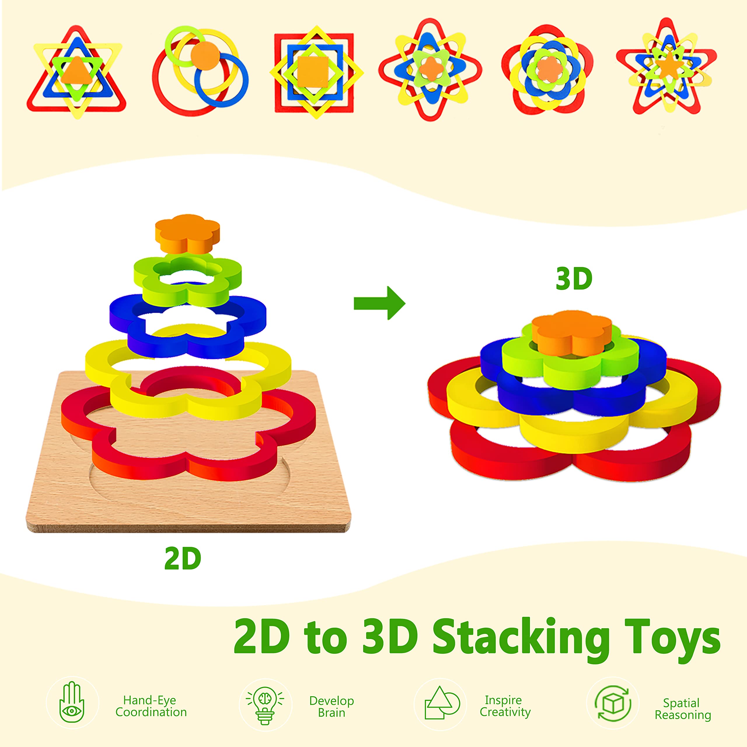 Toys for 1 Year Old Boy and Girl Toddler Toys Age 1-2, Montessori Shape Sorting Puzzle for Toddlers 1-3 Baby Infant Preschool Wooden Sensory Stem Educational Learning Toys for 1+ Year Old Kids Gifts