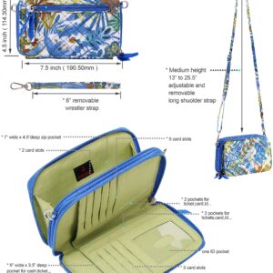 Brentano Cotton quilted double-zipper crossbody wallet purse and clutch (TROPICAL PARADISE)