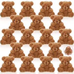 HyDren 18 Pcs 4 Inch Mini Plush Bears Small Bear Stuffed Animal Toys Tiny Fuzzy Bear Soft Bear Stuffed Doll for Christmas Birthday Party Favors Kid DIY Keychain Decor(Brown)