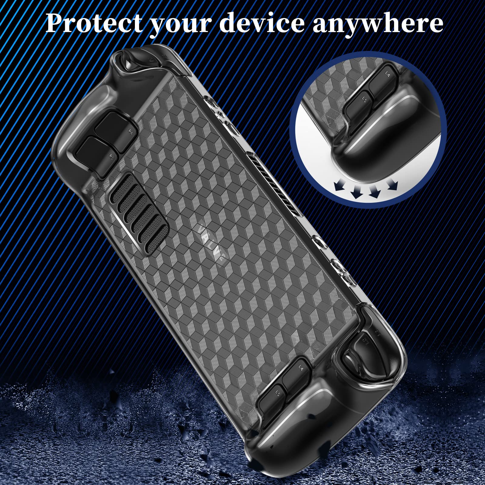 Protective Case for Steam Deck, Mooroer Steam Deck Clear Case, TPU Soft Steam Deck Cover Case with Full Protection, Steam Deck Accessories Stylish