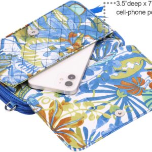 Brentano Cotton quilted double-zipper crossbody wallet purse and clutch (TROPICAL PARADISE)