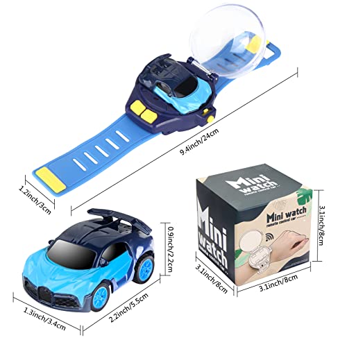 2023 Remote Control Car Watch Toys with LED Light,2.4 GHz Mini Racing Cars Wrist Toy for Kids,RC Small Car Interactive Outdoor Game Christmas Easter Birthday Gifts,Blue