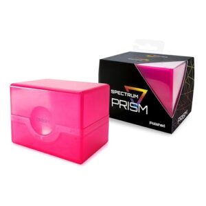 bcw spectrum prism deck case - fuchsia - 1 ct | secure snap closure card deck case | fits 100 double-sleeved cards | trading card deck storage ideal for magic the gathering, pokemon, and more