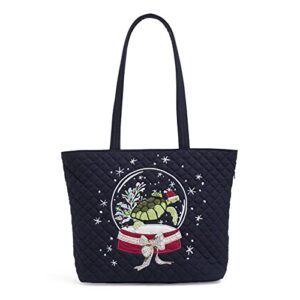 vera bradley women's cotton small vera tote bag, santa turtle - recycled cotton, one size