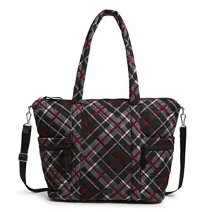 vera bradley women's performance twill large multi-strap tote bag, paris plaid, one size