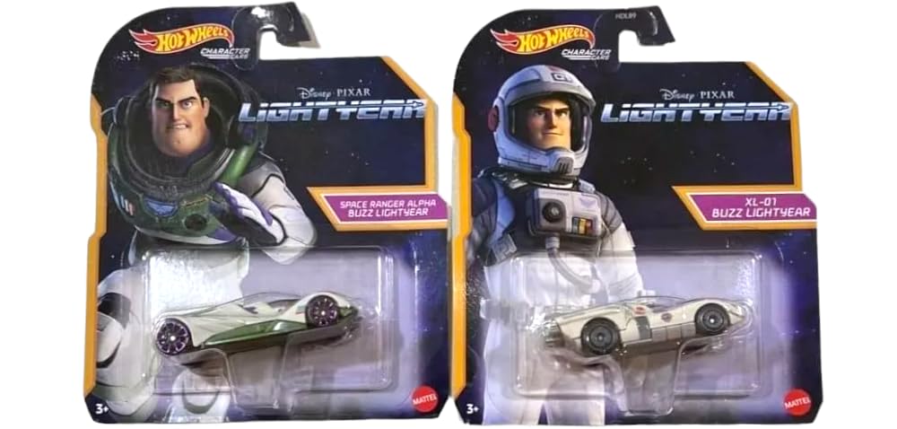 Hot Wheels Disney Pixar Lightyear Character Cars Set of 3 Diecast Vehicles with Space Buzz and Sox