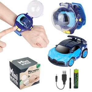 2023 Remote Control Car Watch Toys with LED Light,2.4 GHz Mini Racing Cars Wrist Toy for Kids,RC Small Car Interactive Outdoor Game Christmas Easter Birthday Gifts,Blue