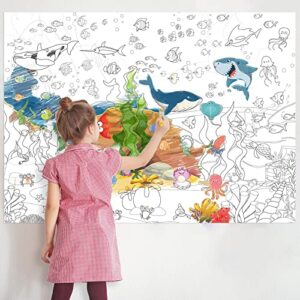 Pajean Ocean Animal Jumbo Giant Coloring Poster for Kids 45x31.5 Inch Table Wall Pages Under The Sea Animals Huge Paper Large Sheets Art Activities Kid Birthday Home, White