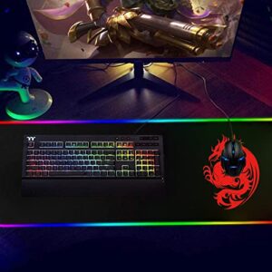 RGB Mouse Pad,Gaming Mouse Pad - 15 Light Modes Extended Computer Keyboard Mousepad,Dragon Mouse Pad,High-Performance LED Mouse Pad Optimized for Gamer 800×300mm/31.5 X 12in (Red)