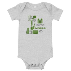 mopar m is baby bodysuit - grey, size 12-18 months