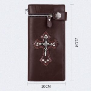 Wallet Men Punk Style Personality Long Wallet Skull Cross Retro Wallet (Color : Black B, Size : A)