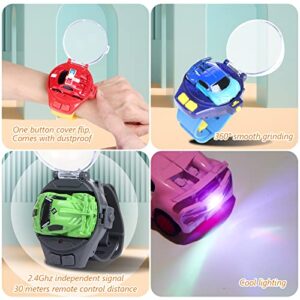 2023 Remote Control Car Watch Toys with LED Light,2.4 GHz Mini Racing Cars Wrist Toy for Kids,RC Small Car Interactive Outdoor Game Christmas Easter Birthday Gifts,Blue