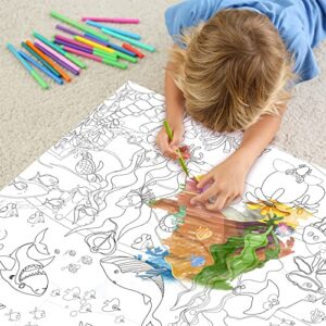 Pajean Ocean Animal Jumbo Giant Coloring Poster for Kids 45x31.5 Inch Table Wall Pages Under The Sea Animals Huge Paper Large Sheets Art Activities Kid Birthday Home, White