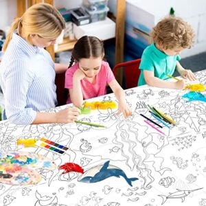 Pajean Ocean Animal Jumbo Giant Coloring Poster for Kids 45x31.5 Inch Table Wall Pages Under The Sea Animals Huge Paper Large Sheets Art Activities Kid Birthday Home, White