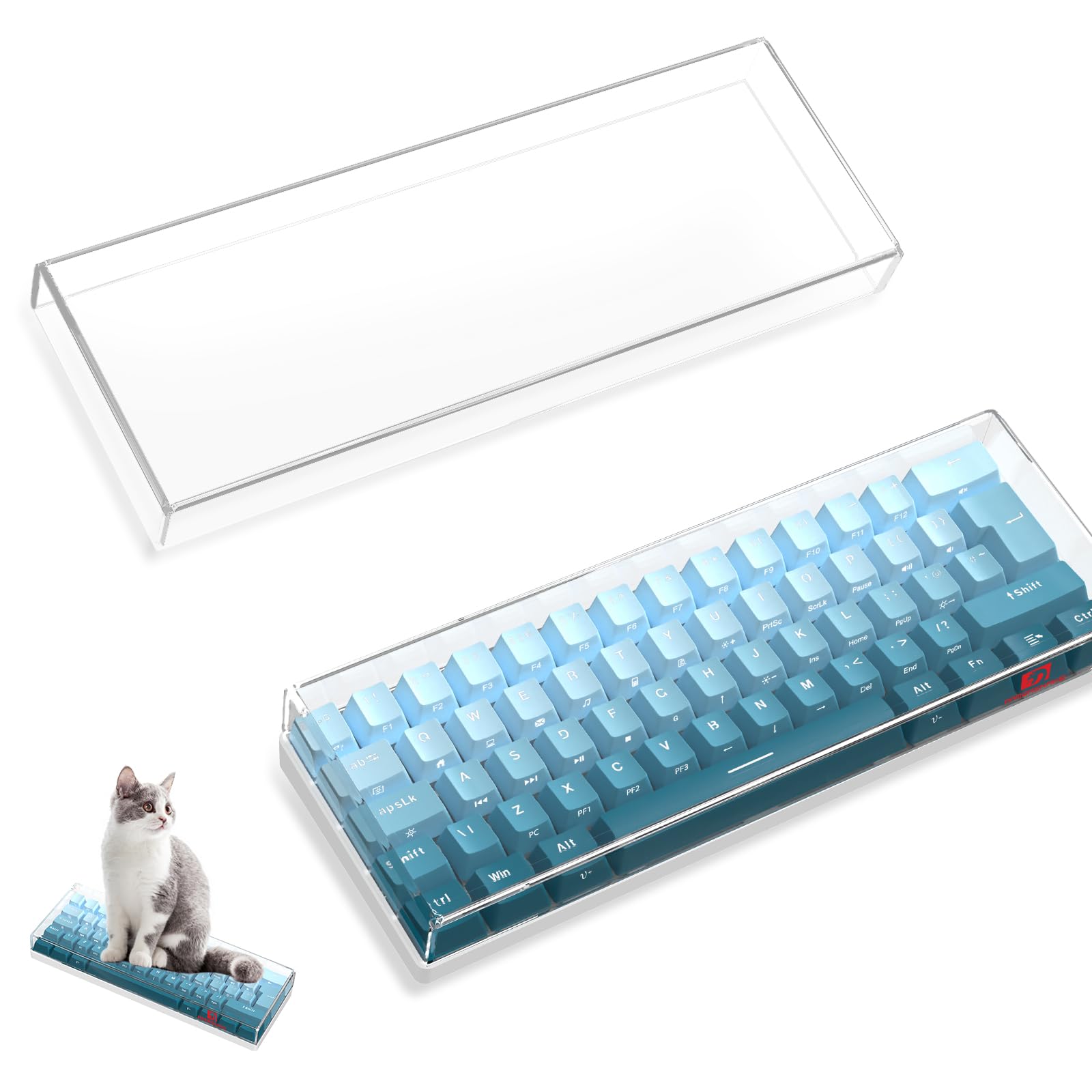 ZIYOU LANG KC01 Acrylic Clear Transparent Keyboard Cover(11.5*4.1*1.14’’) with Dustproof Waterproof Anti-hit Anti-cat Protective Case for 60% Small Layout 61Key 64Key 68Key Mechanical Gaming Keyboard