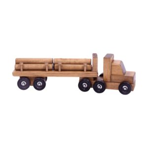 AmishToyBox.com Log Truck Wooden Toy - Amish-Made in Lancaster County, Pennsylvania - with 6 Removable Logs