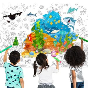 pajean ocean animal jumbo giant coloring poster for kids 45x31.5 inch table wall pages under the sea animals huge paper large sheets art activities kid birthday home, white