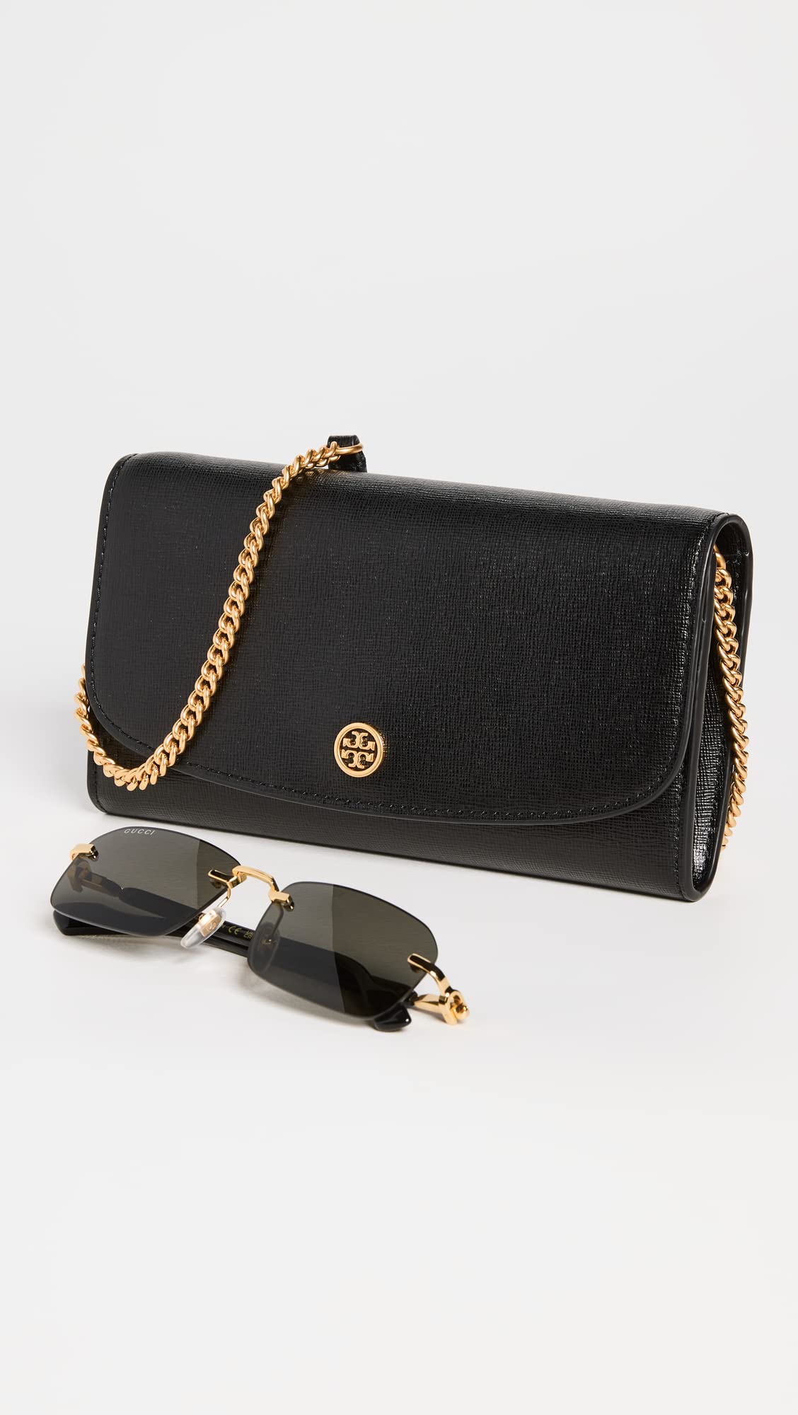 Tory Burch Women's Robinson Chain Wallet, Black, One Size