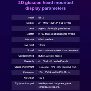 xoxivo VR Headset, 3D VR Virtual Reality Headsets, PPI1058, 3K, PPD 30, Support for Android, iOS, Windows, Various PS4, Switch, Xbox, PC and Other Game Consoles Ultra-Thin 150g, 25mm (Color : Svart)