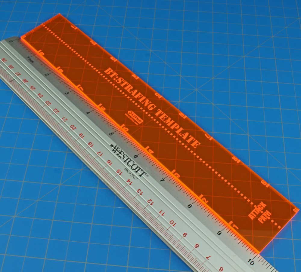 LITKO Strafe Template Compatible with Battletech, Fluorescent Orange