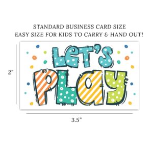 50 Play Date Cards for Kids - Let's Play Keep in Touch Contact Card for Boys and Girls (Business Card Size)