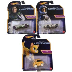 hot wheels disney pixar lightyear character cars set of 3 diecast vehicles with space buzz and sox