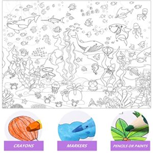 Pajean Ocean Animal Jumbo Giant Coloring Poster for Kids 45x31.5 Inch Table Wall Pages Under The Sea Animals Huge Paper Large Sheets Art Activities Kid Birthday Home, White