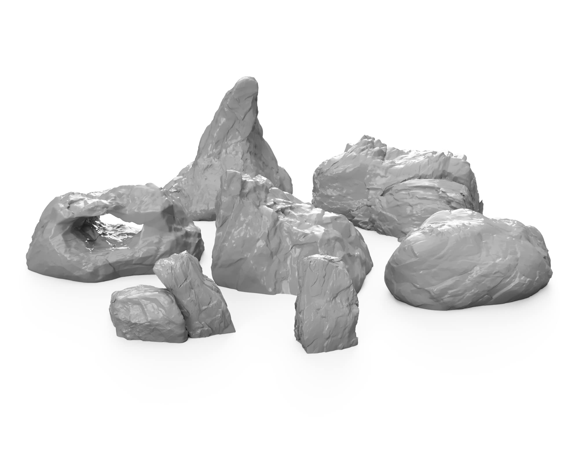 3DEGOS Stone Boulder Rock Set DND Terrain 28mm for Dungeons and Dragons, D&D, Pathfinder, Warhammer 40k, RPG, Miniatures, Age of Sigmar, Tabletop, D and D, Dungeons and Dragons Gifts