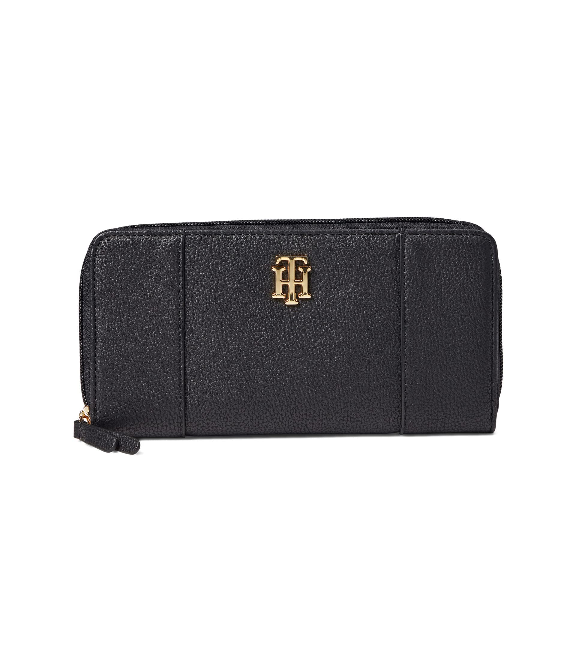 Tommy Hilfiger Antonella II-Zip Around Wallet-Pebble PVC Black One Size