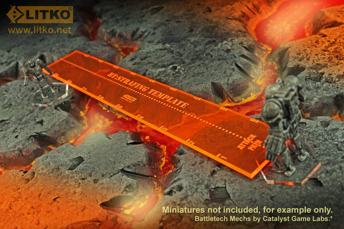 LITKO Strafe Template Compatible with Battletech, Fluorescent Orange