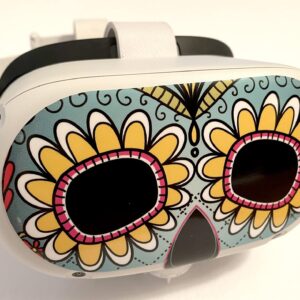 Sugar Skull (Green) Decal for Quest 2 VR Headset - Meta / Oculus - Glossy Vinyl Sticker