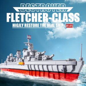 dOvOb Military Fletcher-class Destroyer Model Building Blocks Kit, 1338 Pieces Bricks, STEM Toys for Kits or Adult