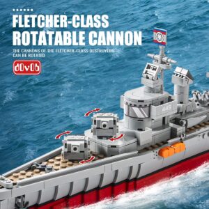 dOvOb Military Fletcher-class Destroyer Model Building Blocks Kit, 1338 Pieces Bricks, STEM Toys for Kits or Adult